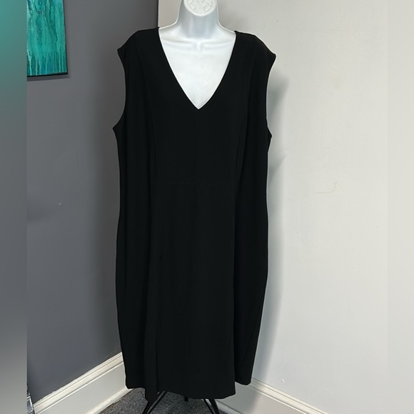 CATO Black 22/24W Sleeveless V‎ Neck Sheath Dress Special Occasion Gold Zipper - Picture 1 of 10